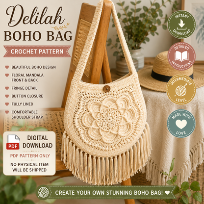 Delilah Boho Bag Crochet Pattern (Digital Download)