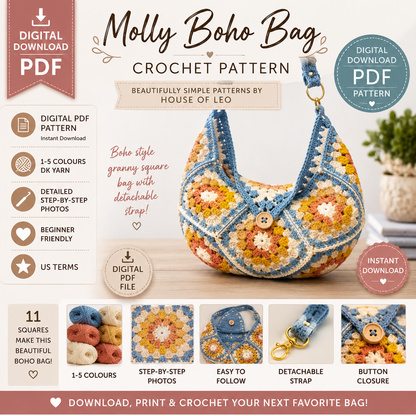 Molly Boho Bag Crochet Pattern (Instant Digital Download)