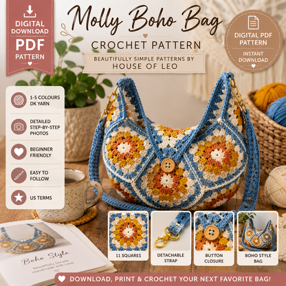 Molly Boho Bag Crochet Pattern (Instant Digital Download)