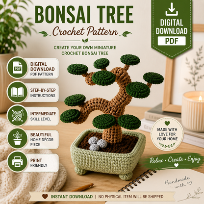 Bonsai Tree Crochet Pattern (Digital Download)