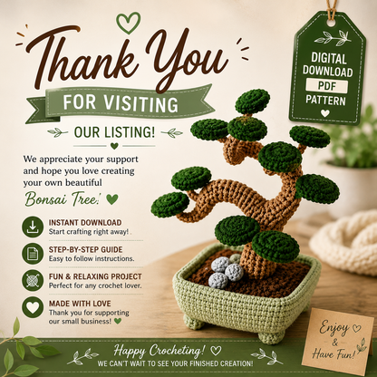 Bonsai Tree Crochet Pattern (Digital Download)