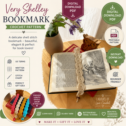 Very Shelley Bookmark Crochet Pattern (Digital Download)