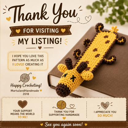 Crochet Giraffe Bookmark Pattern (Instant Download)
