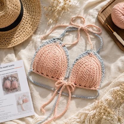 The Moonlit Bralette Crochet Pattern PDF | Adjustable Bralette Top |(Instant Digital Download)