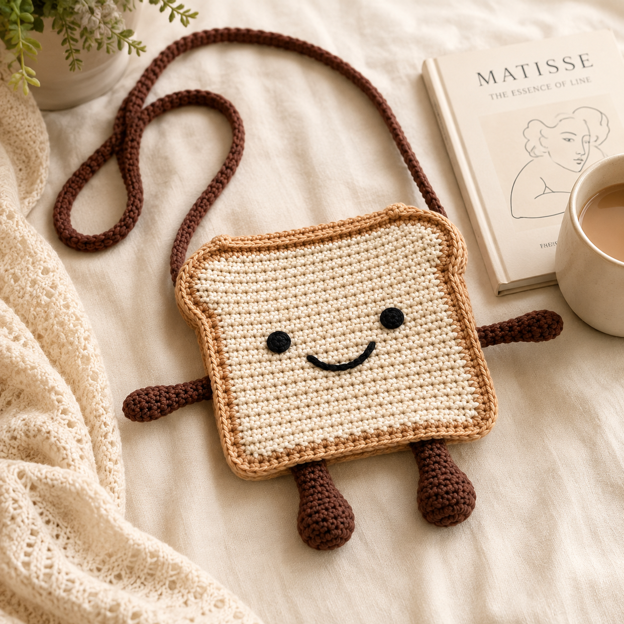 Toastie Bread Bag Crochet Pattern | Cute Toast Crossbody Bag |(Digital Download)