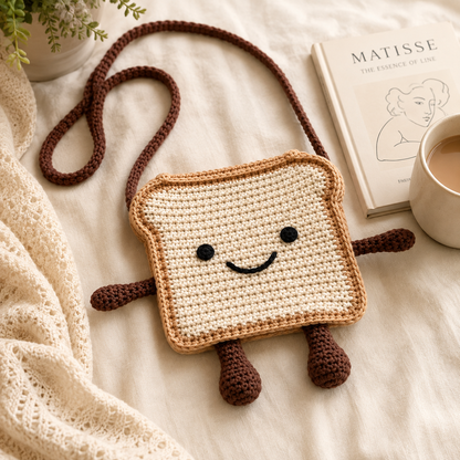 Toastie Bread Bag Crochet Pattern | Cute Toast Crossbody Bag |(Digital Download)