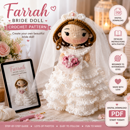 Farrah Bride Doll Crochet Pattern (Digital Download)