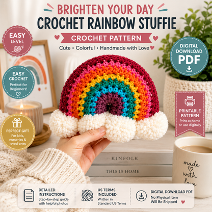 Brighten Your Day Crochet Rainbow Stuffie Pattern (Digital Download)