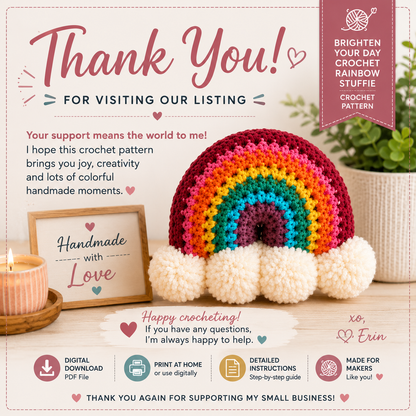 Brighten Your Day Crochet Rainbow Stuffie Pattern (Digital Download)