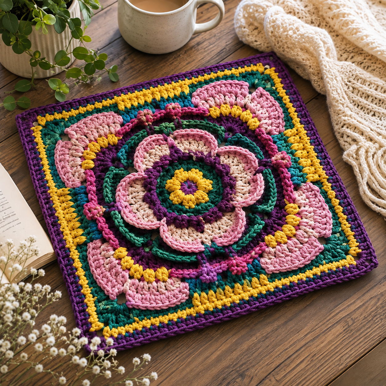 Brood of Angels Square Crochet Pattern (Digital Download) 11" & 12" Blanket Square