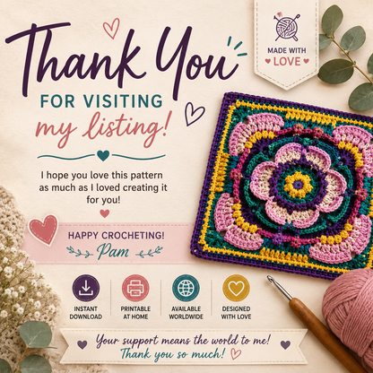 Brood of Angels Square Crochet Pattern (Digital Download) 11" & 12" Blanket Square