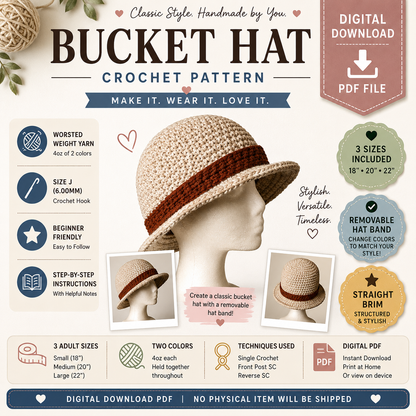 Bucket Hat Crochet Pattern (Digital Download)