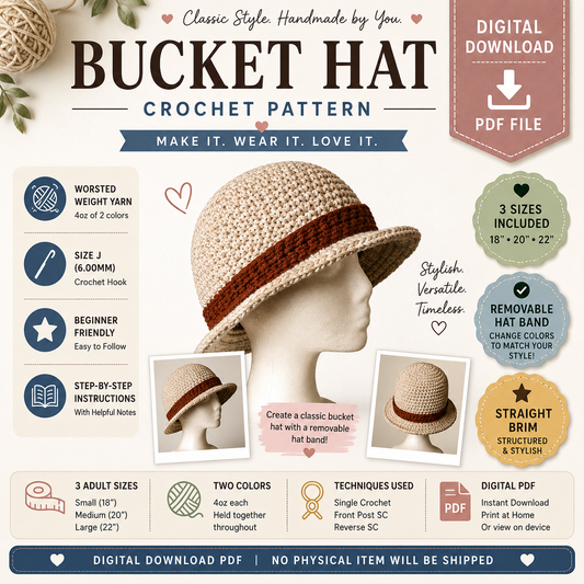 Bucket Hat Crochet Pattern (Digital Download)