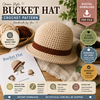 Bucket Hat Crochet Pattern (Digital Download)