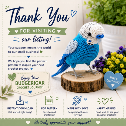 Crochet Budgerigar Bird Pattern (Digital Download)