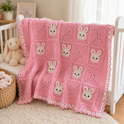 Bunny Baby Blanket Crochet Pattern (Digital Download)