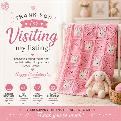 Bunny Baby Blanket Crochet Pattern (Digital Download)