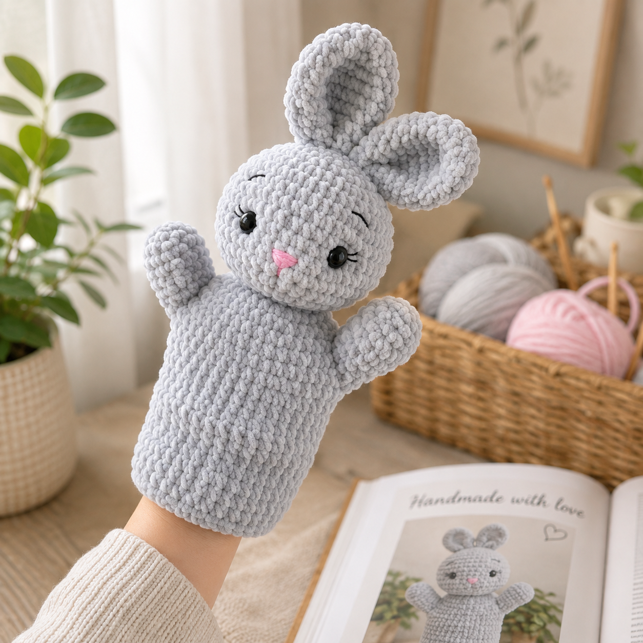 Bunny Hand Puppet Crochet Pattern | Amigurumi Rabbit Puppet | (Digital Download)