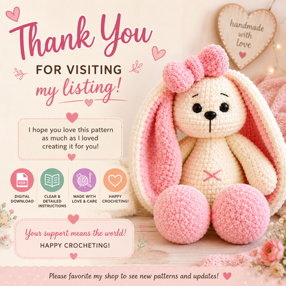 Bunny with Colorful Ears Crochet Pattern (Digital Download)