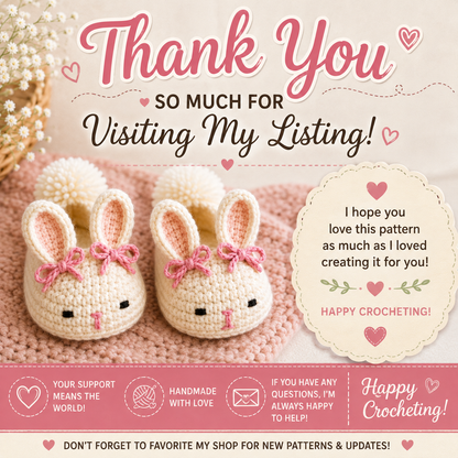 Hoppy Baby Bunny Slippers Crochet Pattern | 0–12 Months | (Digital Download)