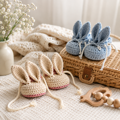 Bunny Booties Crochet Pattern PDF – Baby Bunny Slippers (Digital Download)