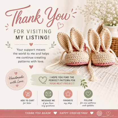 Bunny Booties Crochet Pattern PDF – Baby Bunny Slippers (Digital Download)