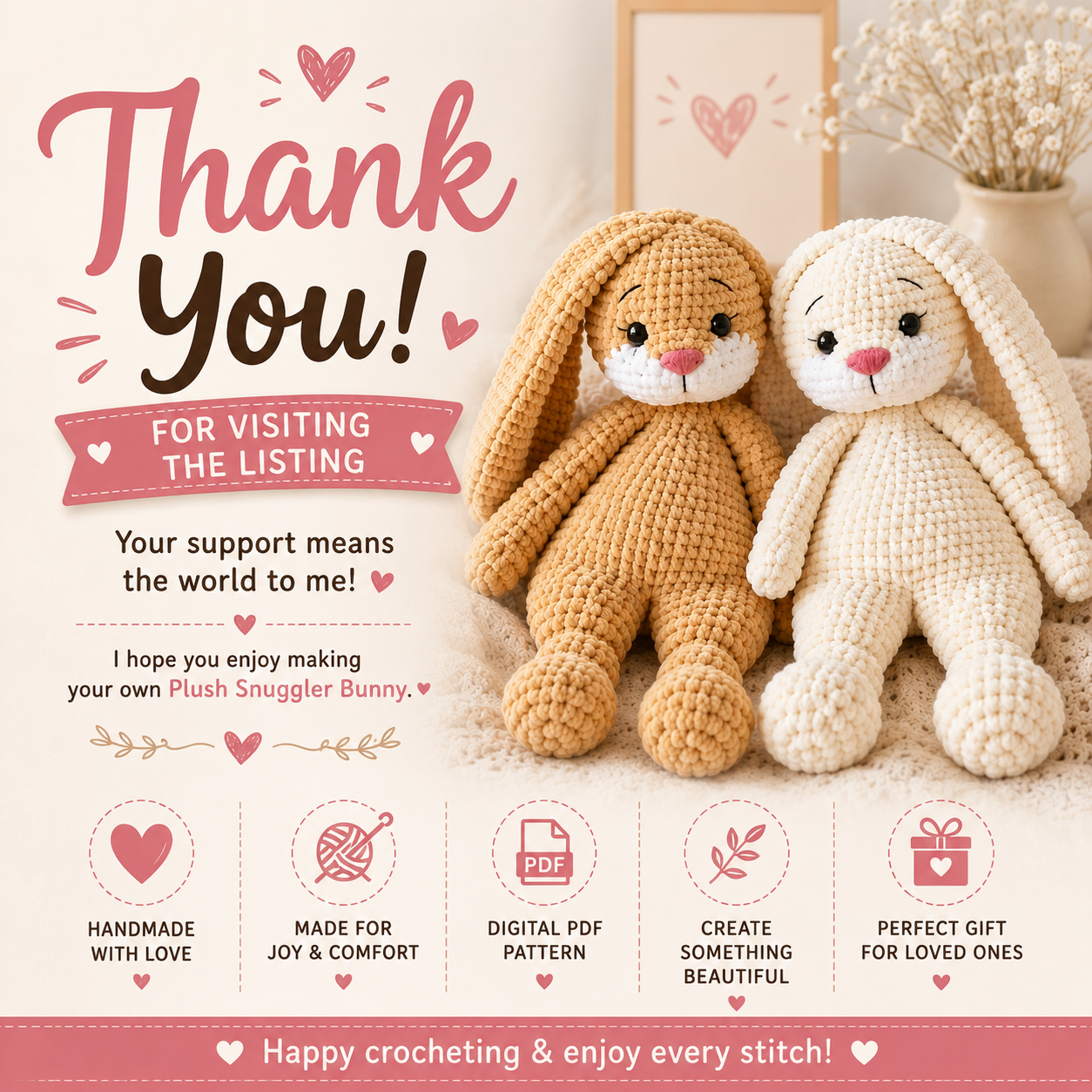 Plush Snuggler Bunny Crochet Pattern (Digital Download)