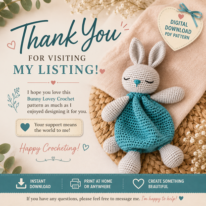 Bunny Lovey Crochet Pattern PDF | Crochet Bunny Comforter | (Digital Download)