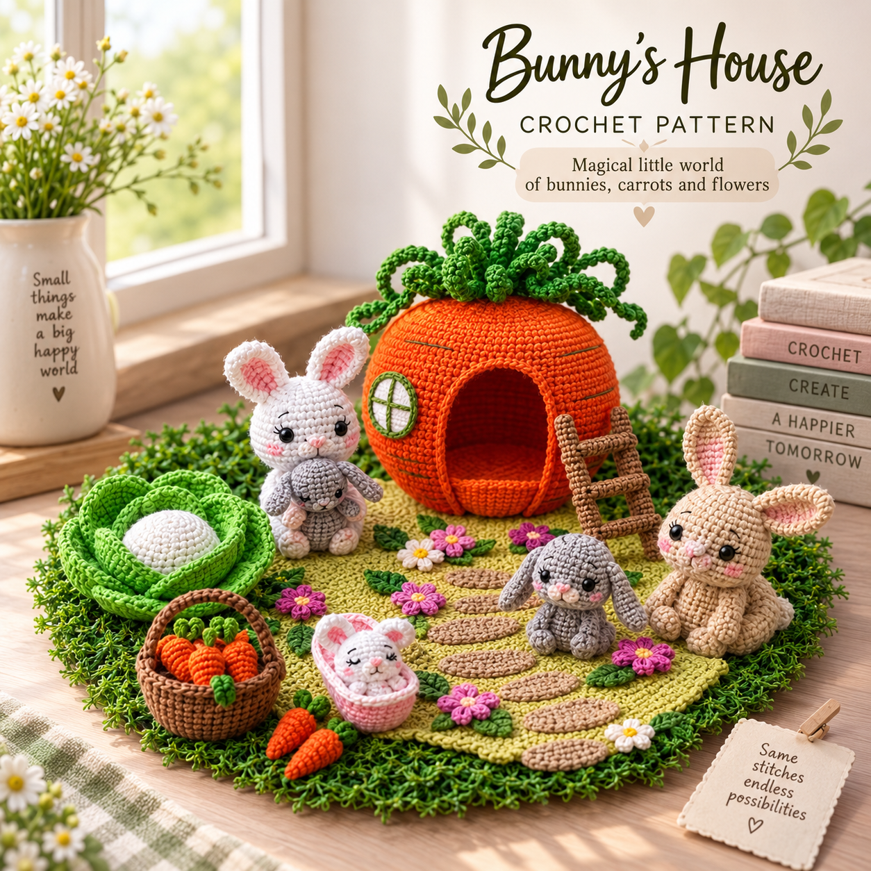 Bunny’s House Crochet Pattern PDF | Amigurumi Bunny Playset | (Digital Download)