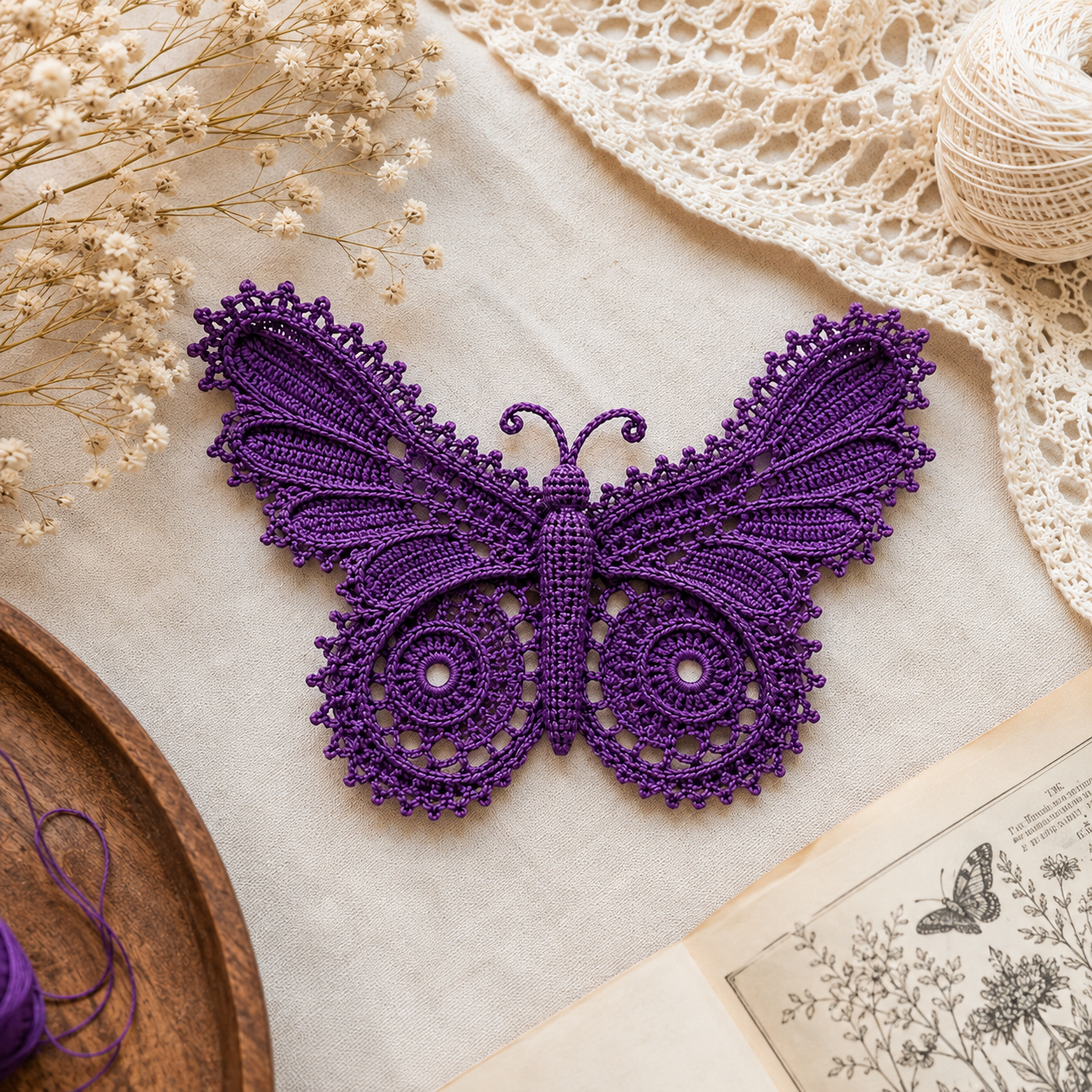 Butterfly Crochet Pattern PDF | Irish Lace Butterfly Motif | (Digital Download Pattern)