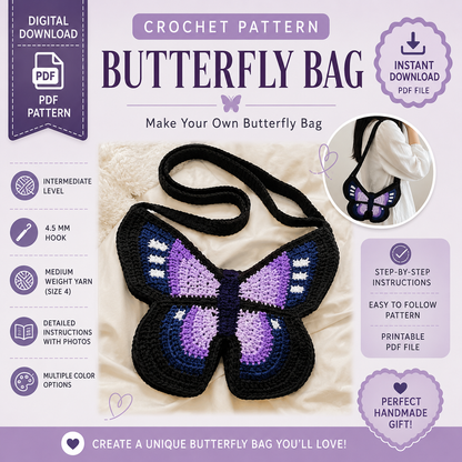 Butterfly Bag Crochet Pattern | Crochet Butterfly Purse Pattern | (Digital Download)