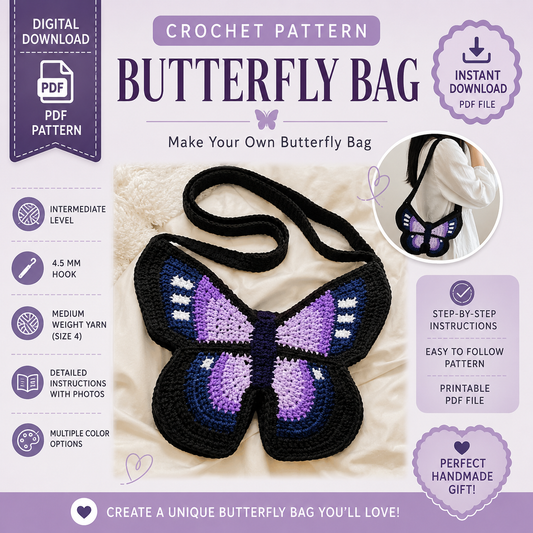 Butterfly Bag Crochet Pattern | Crochet Butterfly Purse Pattern | (Digital Download)