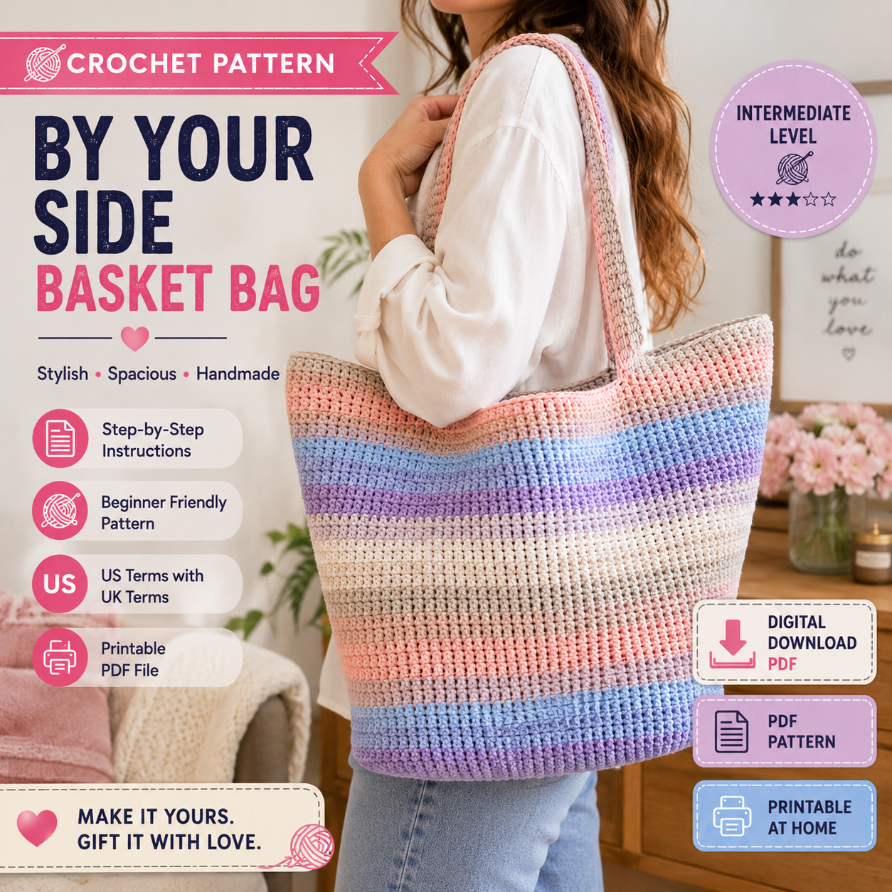 By Your Side Basket Bag Crochet Pattern (Digital Download)