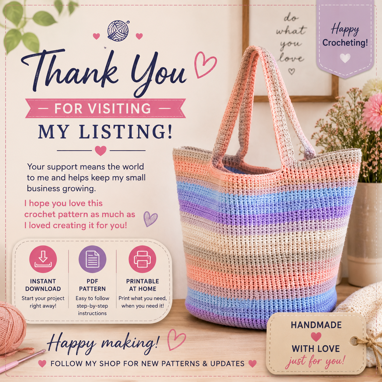 By Your Side Basket Bag Crochet Pattern (Digital Download)
