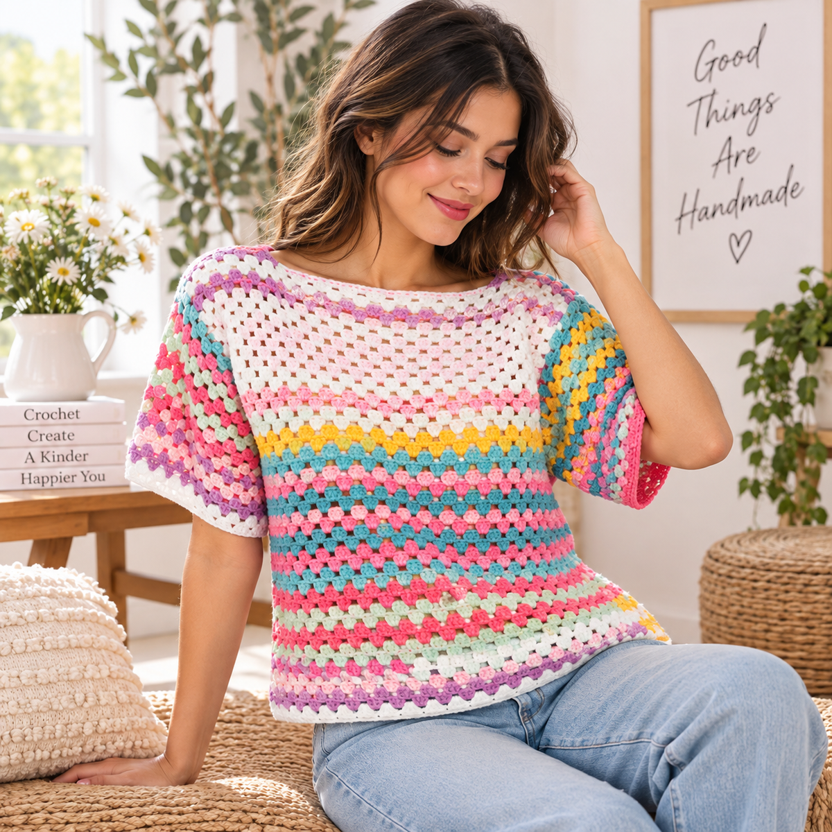 Crochet Short Sleeved Top Pattern | XS/S–4/5XL | (Digital Download)