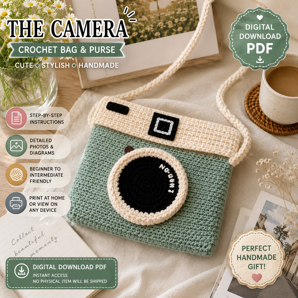 The Camera Crochet Bag & Purse Pattern – Crossbody Bag – (Digital Download)