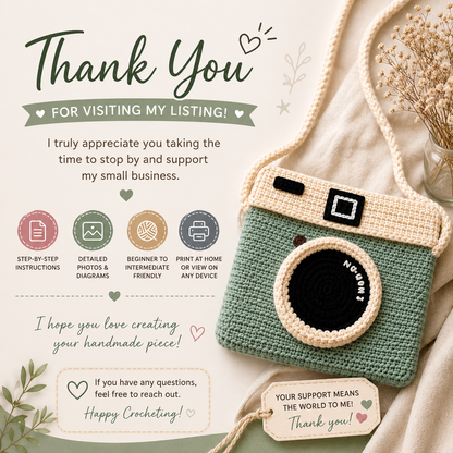 The Camera Crochet Bag & Purse Pattern – Crossbody Bag – (Digital Download)