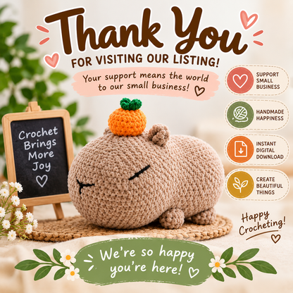 Capybara Crochet Pattern V2 – Amigurumi Plush with Tangerine | (Digital Download)