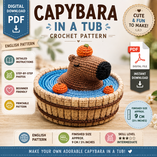 Capybara in a Tub Crochet Pattern – Amigurumi Capybara (Digital Download)