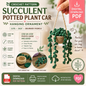 Succulent Potted Plant Car Hanging Crochet Pattern (Digital Download)