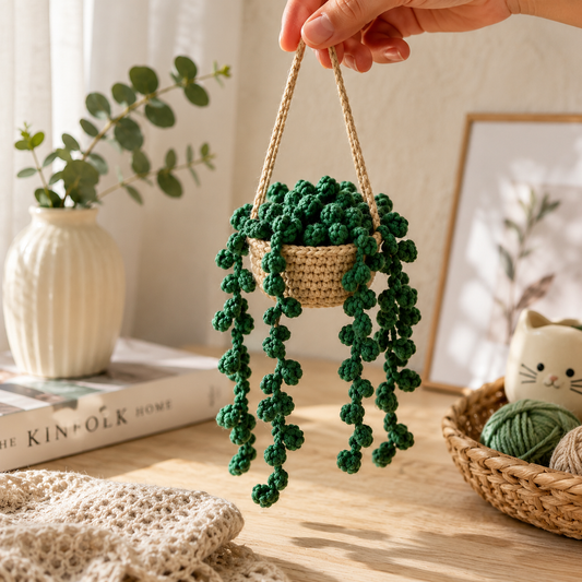 Succulent Potted Plant Car Hanging Crochet Pattern (Digital Download)