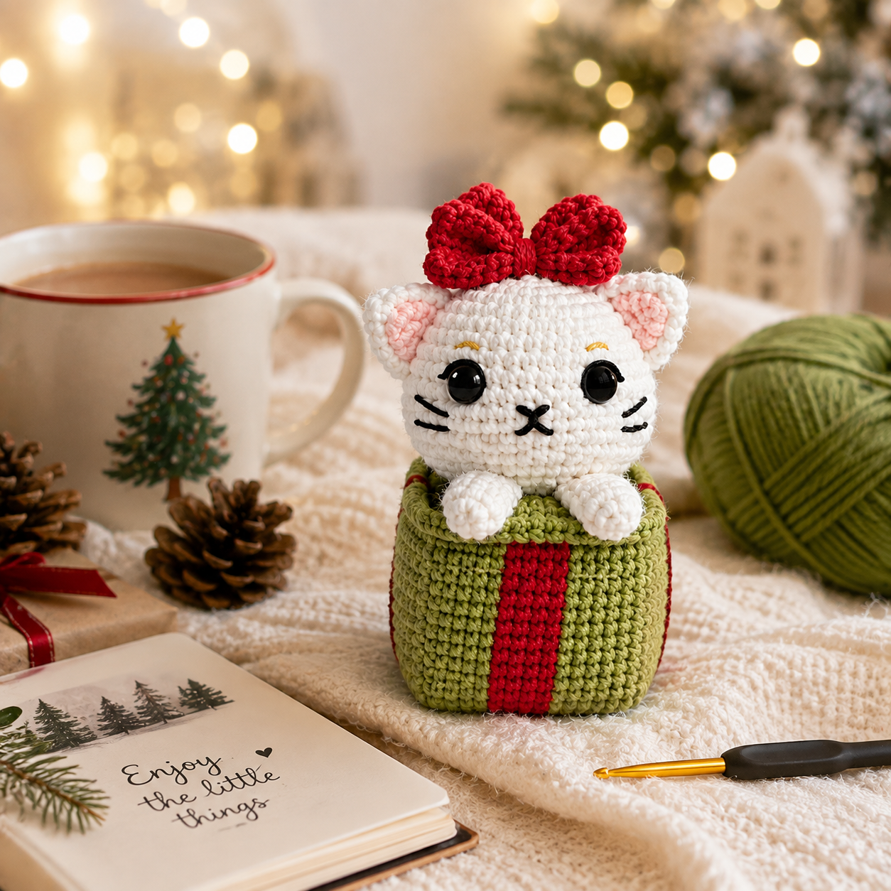 Christmas Giftbox Cat Crochet Pattern (Digital Download)
