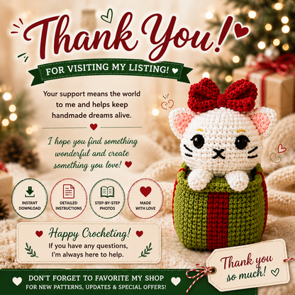 Christmas Giftbox Cat Crochet Pattern (Digital Download)