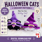 Halloween Cats Crochet Pattern – Witch Cat Amigurumi (Digital Download)