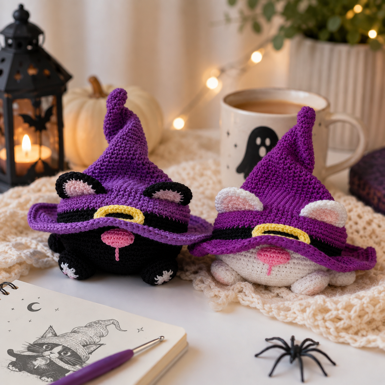 Halloween Cats Crochet Pattern – Witch Cat Amigurumi (Digital Download)