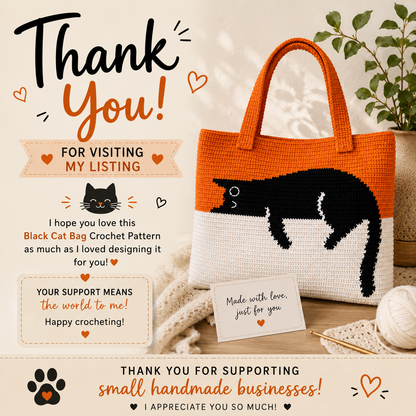 Black Cat Bag Crochet Pattern | Cat Tote Bag Pattern | (Digital Download)