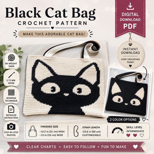 Black Cat Bag Crochet Pattern (Digital Download)