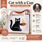 Cat with a Cup Crochet Bag Pattern, Intarsia Colorwork Bag, (Digital Download)