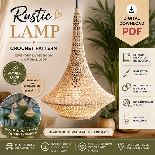 Rustic Crochet Chandelier Lamp Pattern | Pendant Light Shade | (Digital Download)
