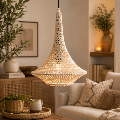 Rustic Crochet Chandelier Lamp Pattern | Pendant Light Shade | (Digital Download)